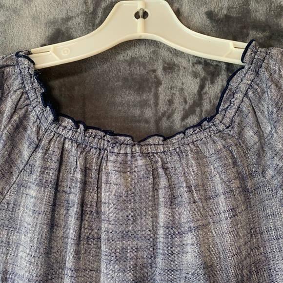 Style & Co Linen Shift Dress Blue/Gray Small Tassels Boho Knee Length - Picture 6 of 10